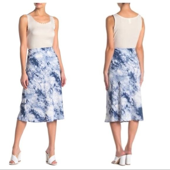Elodie Blue Tie Dye Midi Slip Skirt Small - Picture 2 of 3